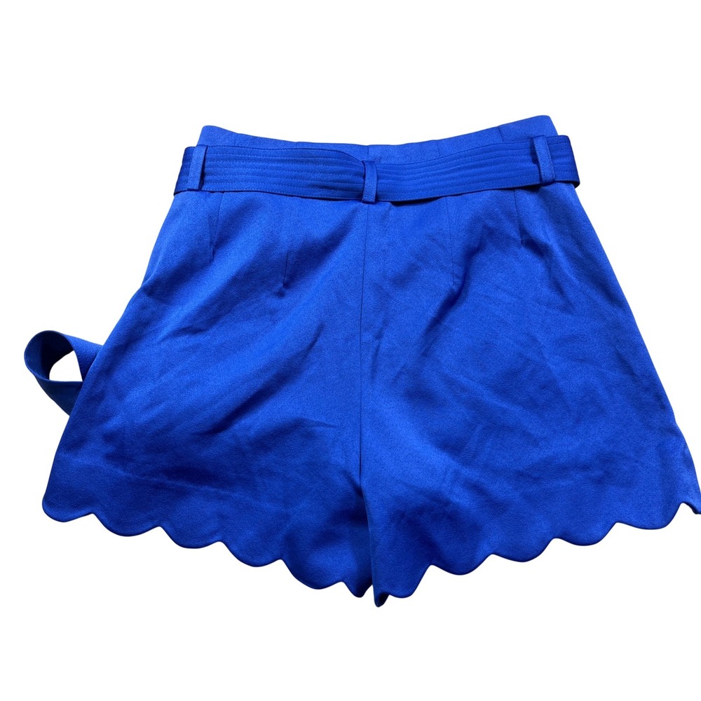HYFVE Scallop Hem Shorts Womens Small Blue High Rise Belted Dressy Casual - Picture 2 of 3